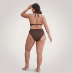 Купить Купальник раздельный Plus Size шоколадный с лифом на завязке 434-09 — реальное фото