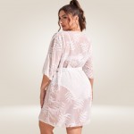 Купити Туніка жіноча пляжна з вишитої сітки Листя Молочна One Size 146-204 — реальне фото