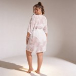Купити Туніка жіноча пляжна з вишитої сітки Листя Молочна One Size 146-204 — реальне фото