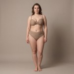 Купальник роздільний бежевий фактурний з чашкою та високою посадкою 702-07 — вигляд зблизька Купити Купальник роздільний бежевий фактурний з чашкою та високою посадкою 702-07 — реальне фото