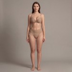 Купальник роздільний бежевий фактурний з чашкою та високою посадкою 702-07 — вигляд зблизька Купити Купальник роздільний бежевий фактурний з чашкою та високою посадкою 702-07 — реальне фото
