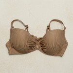 Купальник роздільний бежевий фактурний з чашкою та високою посадкою 702-07 — вигляд зблизька Купити Купальник роздільний бежевий фактурний з чашкою та високою посадкою 702-07 — реальне фото