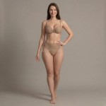 Купальник роздільний бежевий фактурний з чашкою та високою посадкою 702-07 — вигляд зблизька Купити Купальник роздільний бежевий фактурний з чашкою та високою посадкою 702-07 — реальне фото