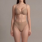 Купальник роздільний бежевий фактурний з чашкою та високою посадкою 702-07 — вигляд зблизька Купити Купальник роздільний бежевий фактурний з чашкою та високою посадкою 702-07 — реальне фото