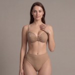 Купальник роздільний бежевий фактурний з чашкою та високою посадкою 702-07 — вигляд зблизька Купити Купальник роздільний бежевий фактурний з чашкою та високою посадкою 702-07 — реальне фото
