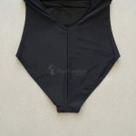 Купить Женский слитный купальник Plus Size чёрный с вырезом на спине 702-05 — реальное фото