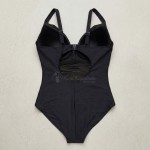 Купить Женский слитный купальник Plus Size чёрный с вырезом на спине 702-05 — реальное фото