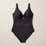 Купить Женский слитный купальник Plus Size чёрный с вырезом на спине 702-05 — реальное фото