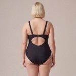 Купить Женский слитный купальник Plus Size чёрный с вырезом на спине 702-05 — реальное фото