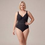 Купить Женский слитный купальник Plus Size чёрный с вырезом на спине 702-05 — реальное фото