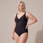 Купить Женский слитный купальник Plus Size чёрный с вырезом на спине 702-05 — реальное фото
