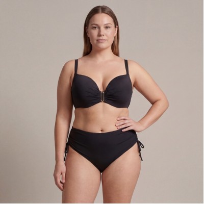 Купить Женский раздельный купальник Plus Size чёрный с высокой посадкой 702-06 — реальное фото