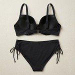 Купить Женский раздельный купальник Plus Size чёрный с высокой посадкой 702-06 — реальное фото