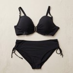 Купить Женский раздельный купальник Plus Size чёрный с высокой посадкой 702-06 — реальное фото