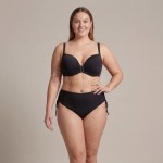 Купить Женский раздельный купальник Plus Size чёрный с высокой посадкой 702-06 — реальное фото