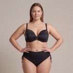 Купить Женский раздельный купальник Plus Size чёрный с высокой посадкой 702-06 — реальное фото