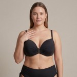 Купить Женский раздельный купальник Plus Size чёрный с высокой посадкой 702-06 — реальное фото