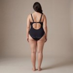 Купить Слитный купальник Plus Size чёрный с запахом и вырезом на спине 703-01 — реальное фото
