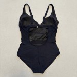 Купить Слитный купальник Plus Size чёрный с запахом и вырезом на спине 703-01 — реальное фото