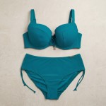 Купить Раздельный купальник Plus Size на большую грудь чашка F морская волна 703-02 — реальное фото