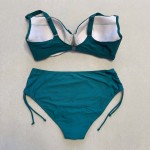 Купить Раздельный купальник Plus Size на большую грудь чашка F морская волна 703-02 — реальное фото