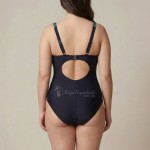 Купить Женский слитный купальник Plus Size чёрный с бирюзовым тропическим принтом  702-02-1 — реальное фото