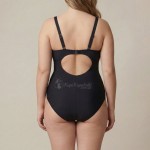 Купить Женский слитный купальник Plus Size чёрный с абстрактным принтом и вырезом на спине 702-02-2 — реальное фото