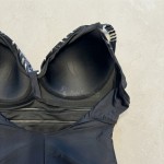 Купить Женский слитный купальник Plus Size чёрный с абстрактным принтом и вырезом на спине 702-02-2 — реальное фото