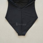 Купить Женский слитный купальник Plus Size чёрный с абстрактным принтом и вырезом на спине 702-02-2 — реальное фото