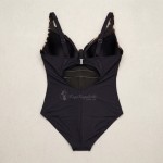 Купить Женский слитный купальник Plus Size чёрный с тёплым зебра-принтом 702-02-3 — реальное фото