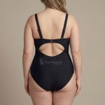 Купить Женский слитный купальник Plus Size чёрный с тёплым зебра-принтом 702-02-3 — реальное фото