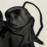 Купить Слитный купальник чёрный с двойным пуш-ап 702-08 — реальное фото