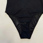 Купить Слитный купальник чёрный с двойным пуш-ап 702-08 — реальное фото