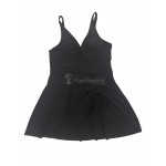 Женский слитный купальник-платье Plus Size чёрный с запахом и юбкой 174-32 — вид вблизи Купить Женский слитный купальник-платье Plus Size чёрный с запахом и юбкой 174-32 — реальное фото