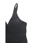 Женский слитный купальник-платье Plus Size чёрный с запахом и юбкой 174-32 — вид вблизи Купить Женский слитный купальник-платье Plus Size чёрный с запахом и юбкой 174-32 — реальное фото