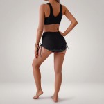 Раздельный купальник чёрный с шортиками и утягивающей посадкой 174-31 — вид вблизи Купить Раздельный купальник чёрный с шортиками и утягивающей посадкой 174-31 — реальное фото