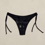 Купити Жіночі плавки стринги із зав’язками з боків чорні 703-03 — реальне фото