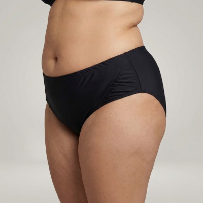 Купити Жіночі плавки великих розмірів чорні з бічними вставками 702-09 — реальне фото