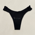 Купить Женский раздельный купальник чёрный в рубчик с двойным пуш-ап 702-03 — реальное фото