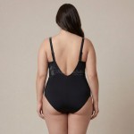 Купить Слитный купальник Plus Size с абстрактным зелёно-чёрным принтом 702-04 — реальное фото